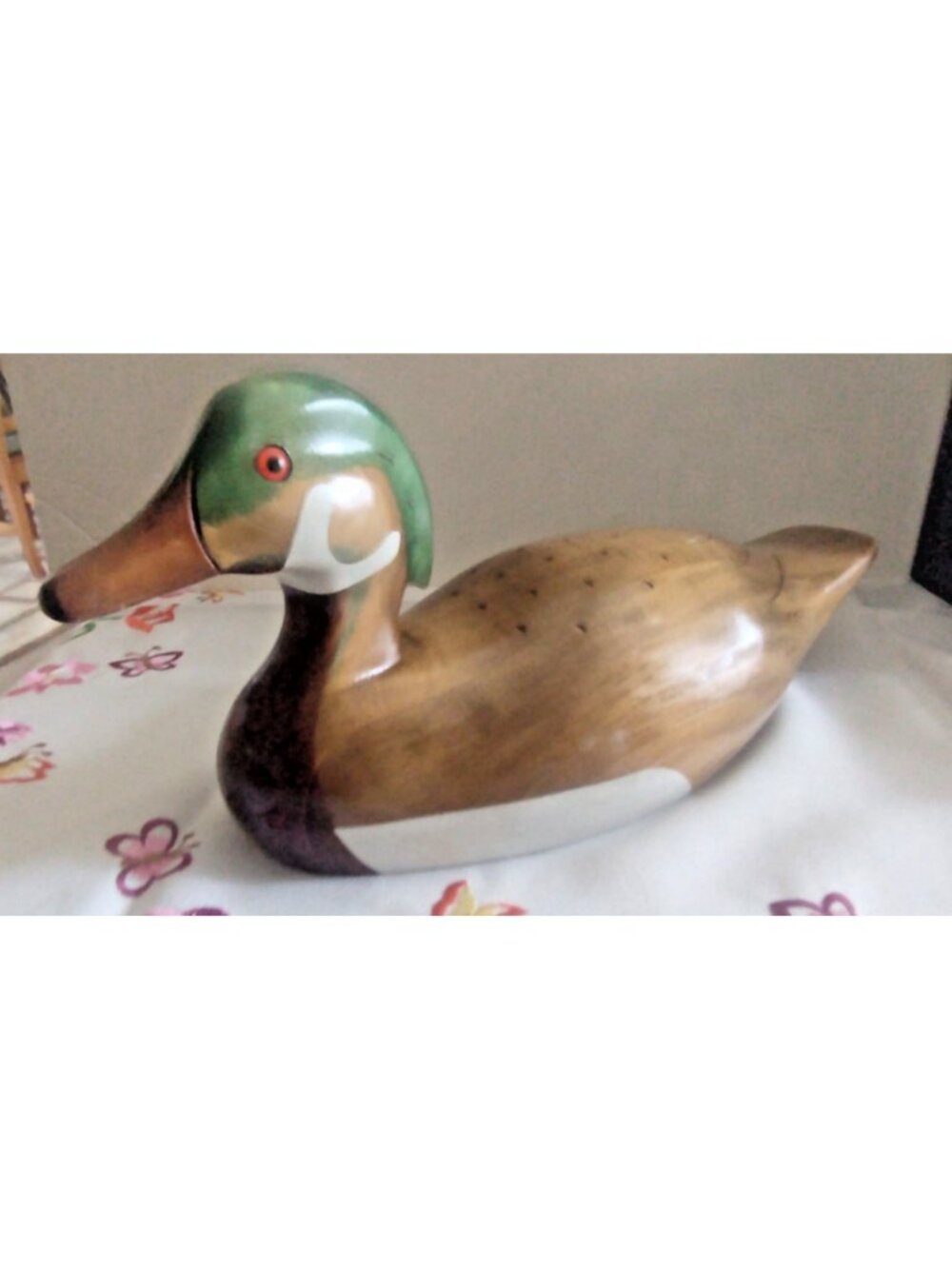 Hand Painted & Carved Mallard Wood DucK  by Hummel Woodworking Canada 13" lg